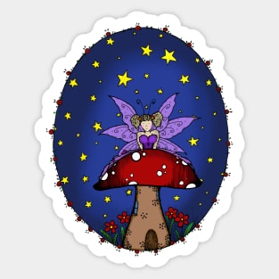 Lilac Fairy Mushroom House Stary Night Sticker